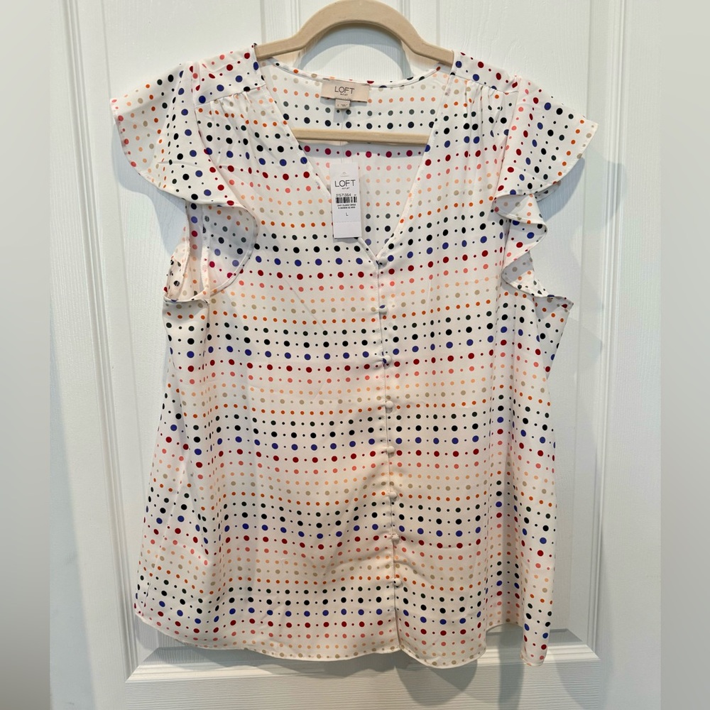LOFT outlet Flutter-Sleeve Blouse, size L